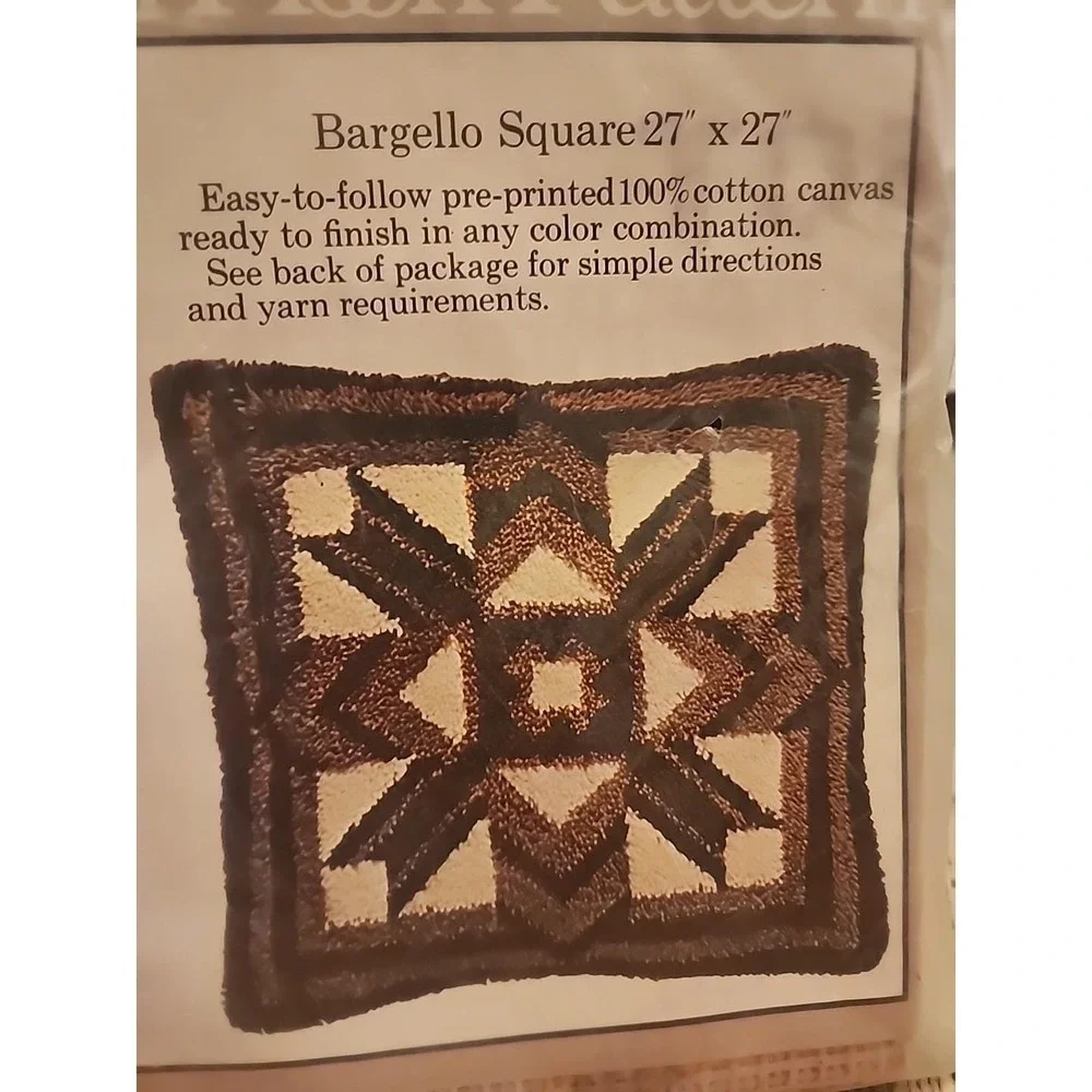Caron Latch Hook Pattern Bargello Square Pillow 27X27 New Mod Vintage 1977 New